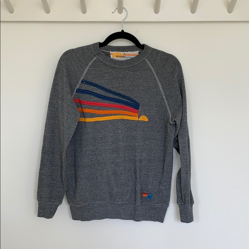 Aviator Nation Rainbow Crewneck Sweatshirt